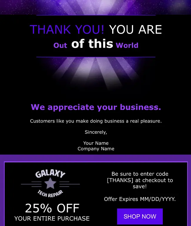 Email Template - Thank you Coupon - 650