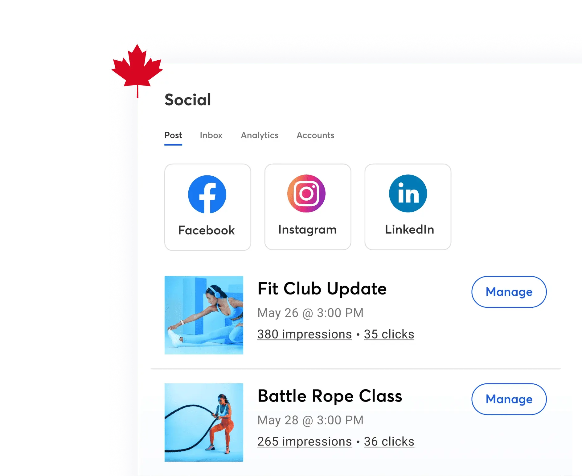 Social builder in Constant Contact application
