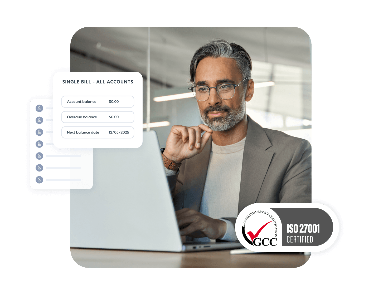 Business man on laptop using email software