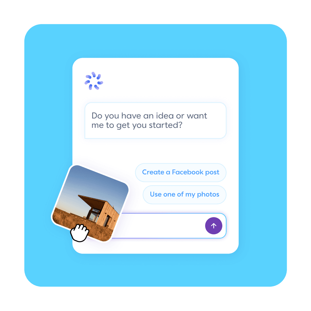 click and drag an image to the AI assistant to instantly create emails and assets to share on social media