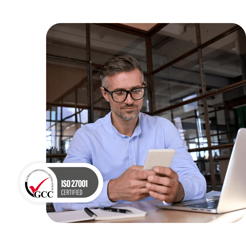 ISO 27001 Certified - professional man