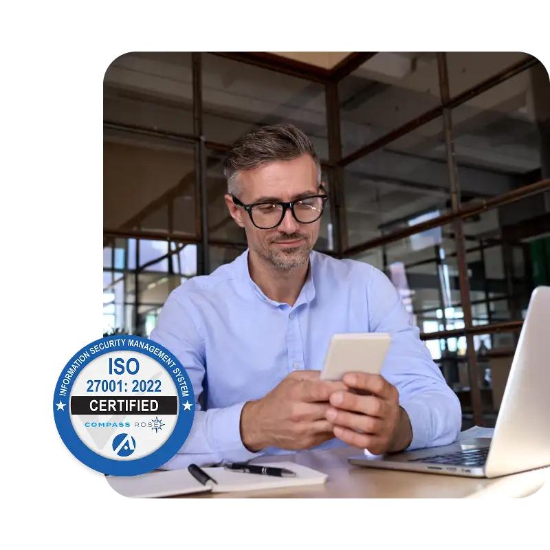 ISO 27001 Certified - professional man