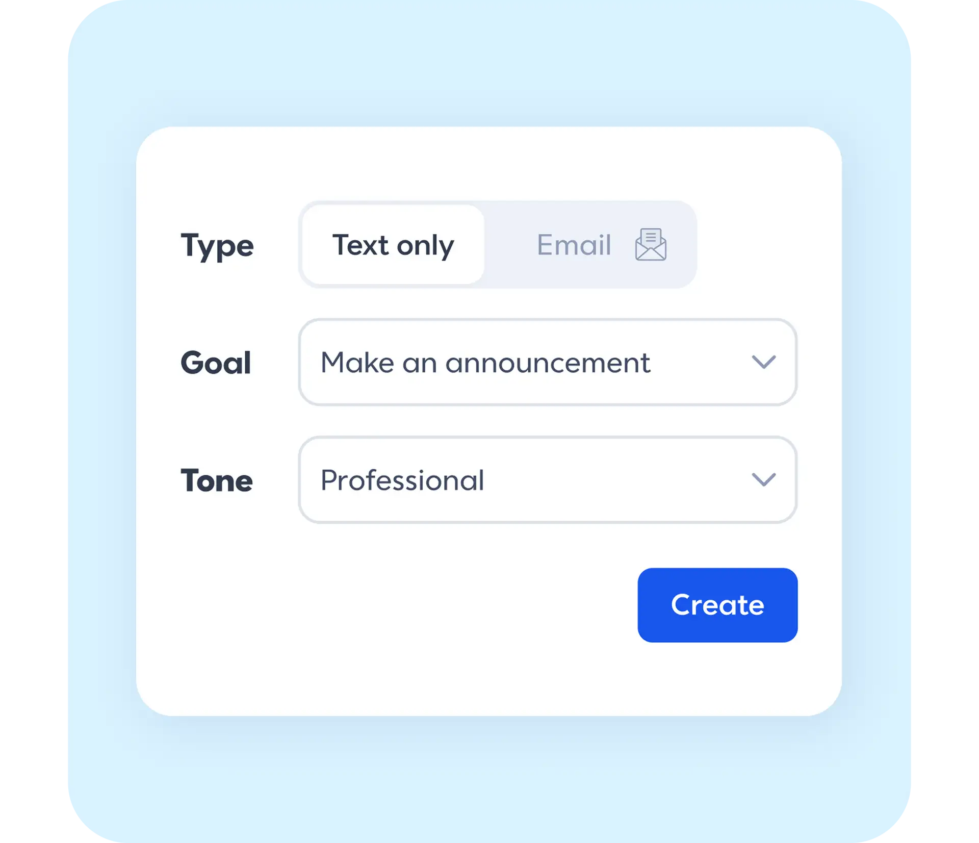 A digital interface showing AI options for writing