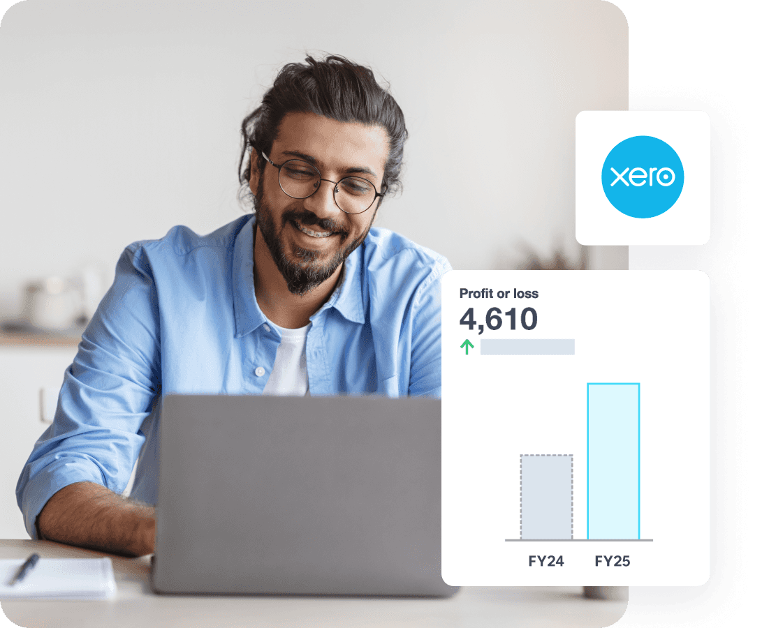 xero branded image man on laptop