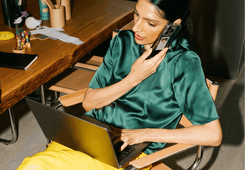 Woman in front of laptop