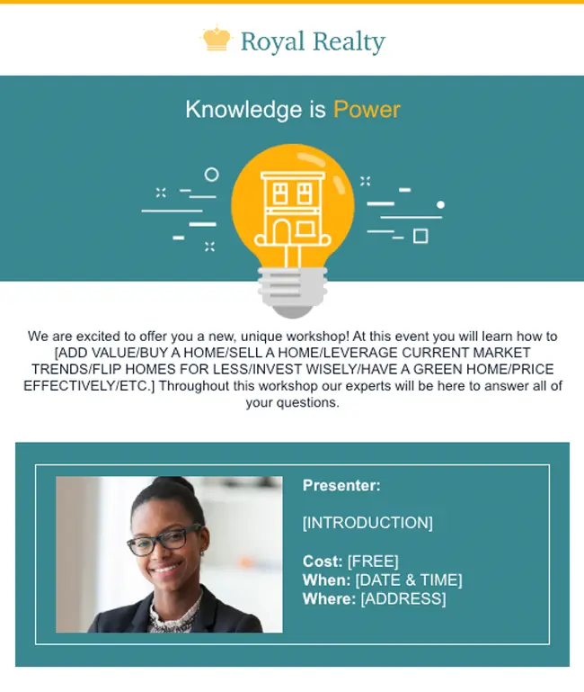 Email Template - Real Estate Workshop - 650