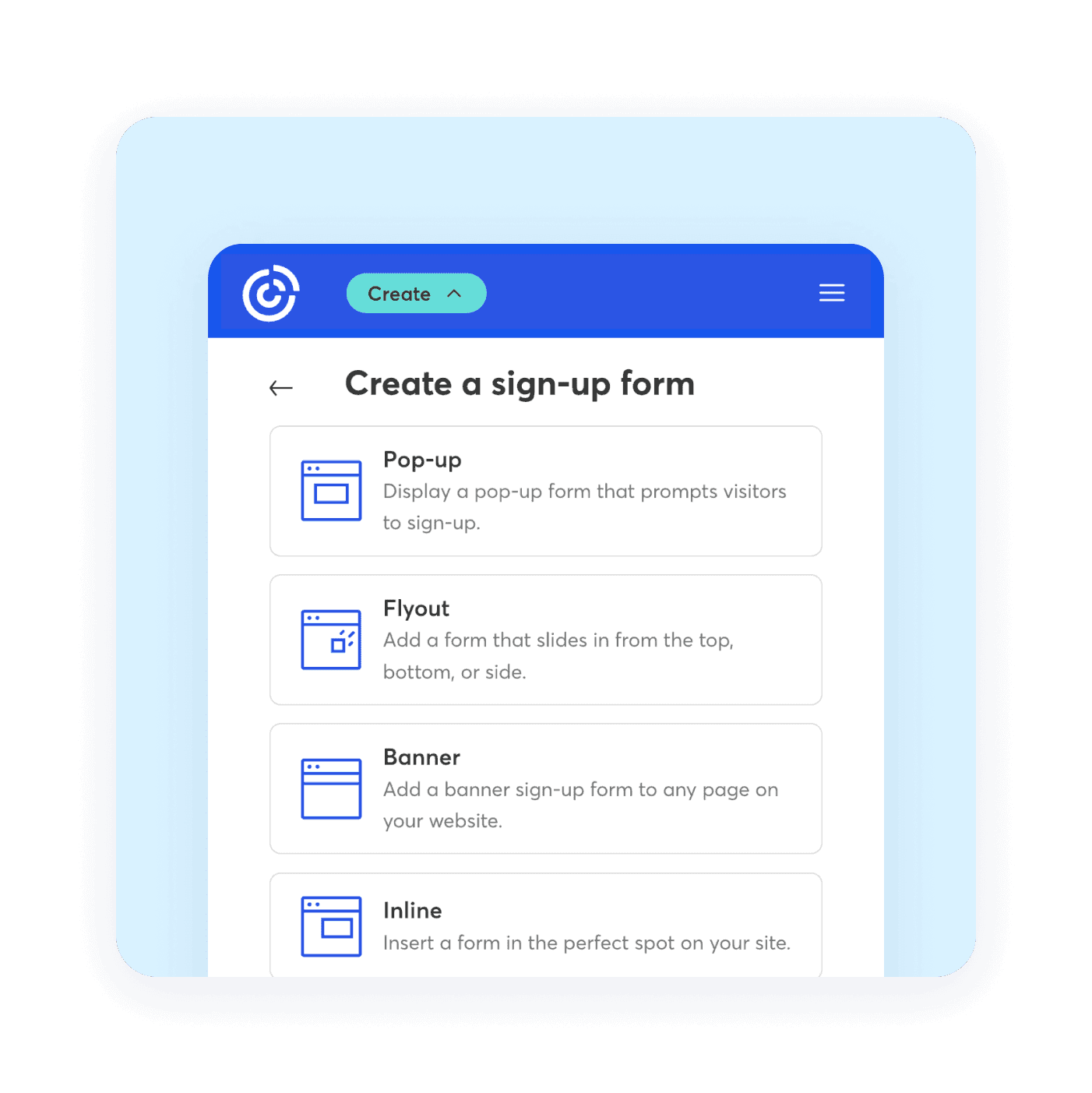 Turn visitors into email leads.