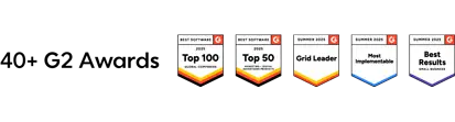 40+ G2 Awards and Trustpilot