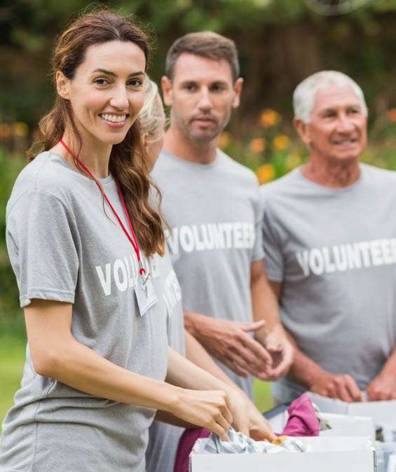 Group of volunteers working