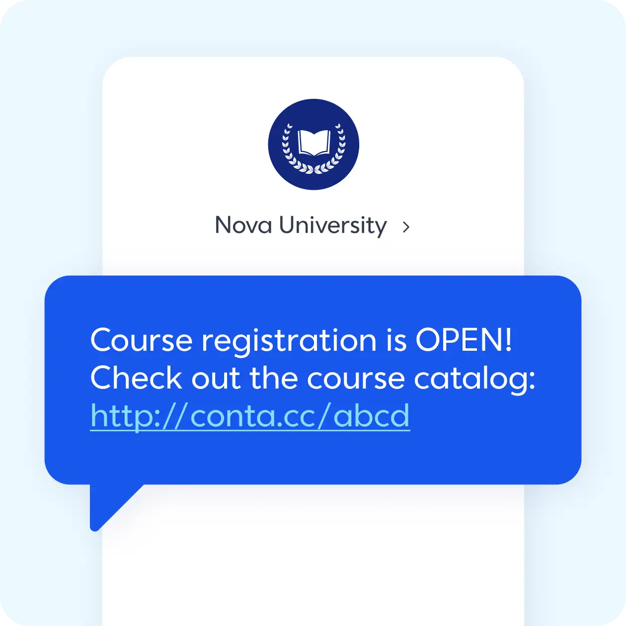 Nova University SMS message
