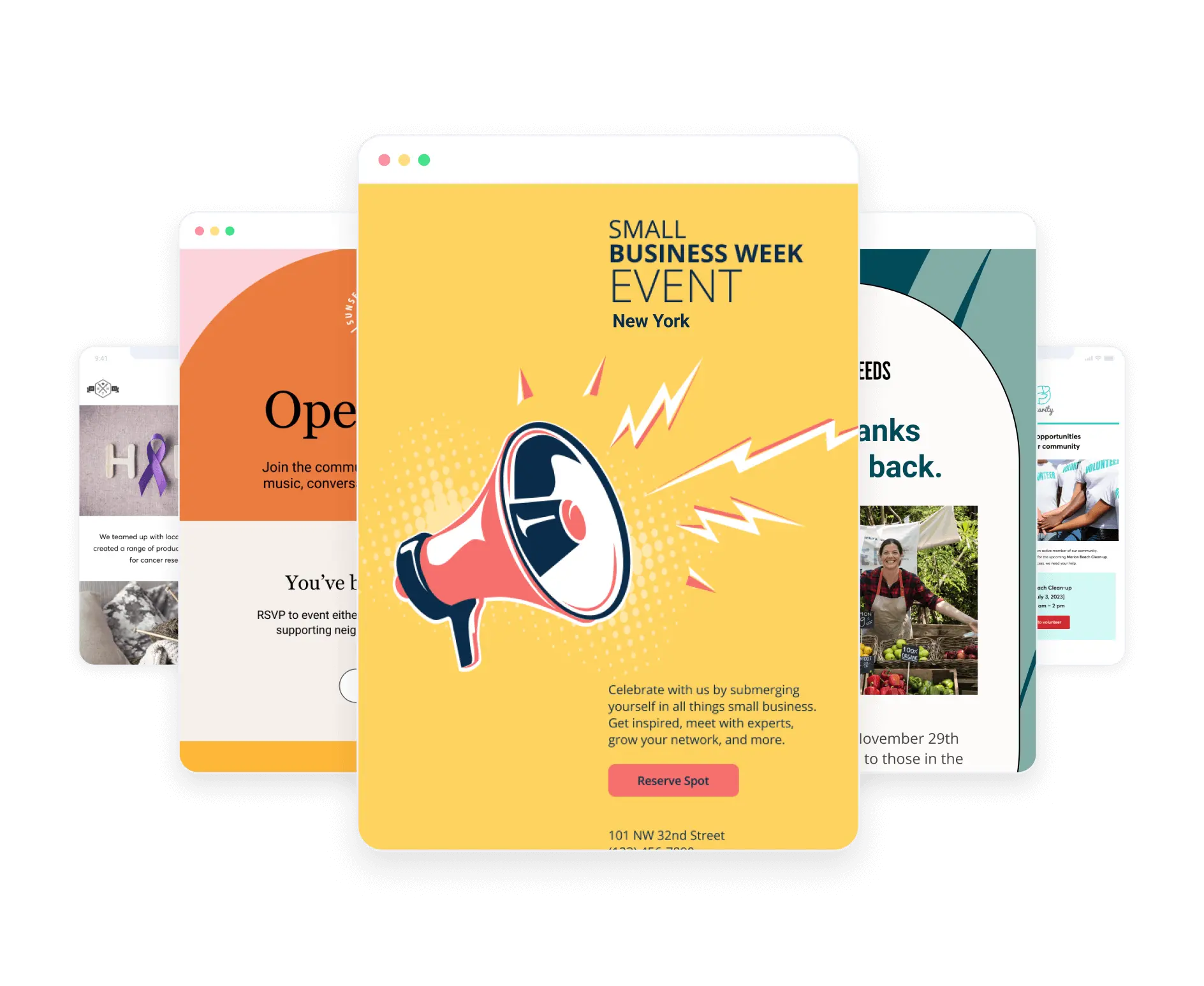 Five email template examples