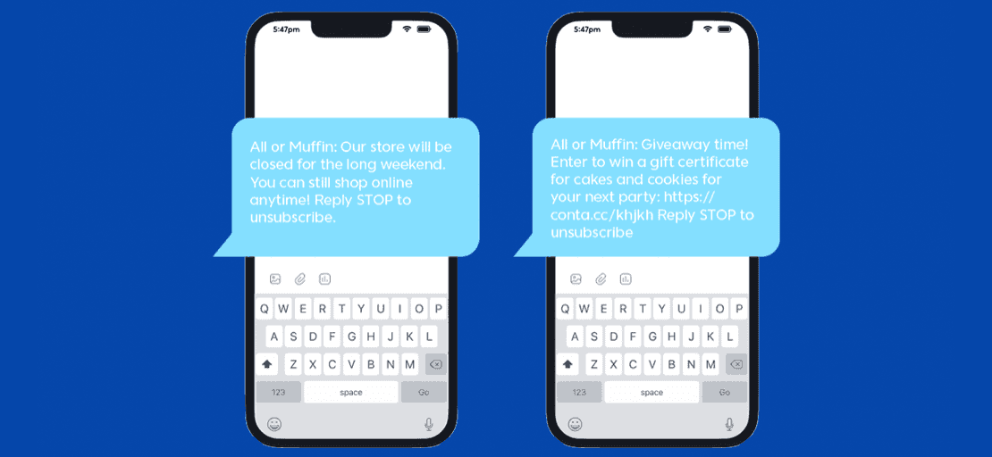 two smartphones with sms marketing text messages