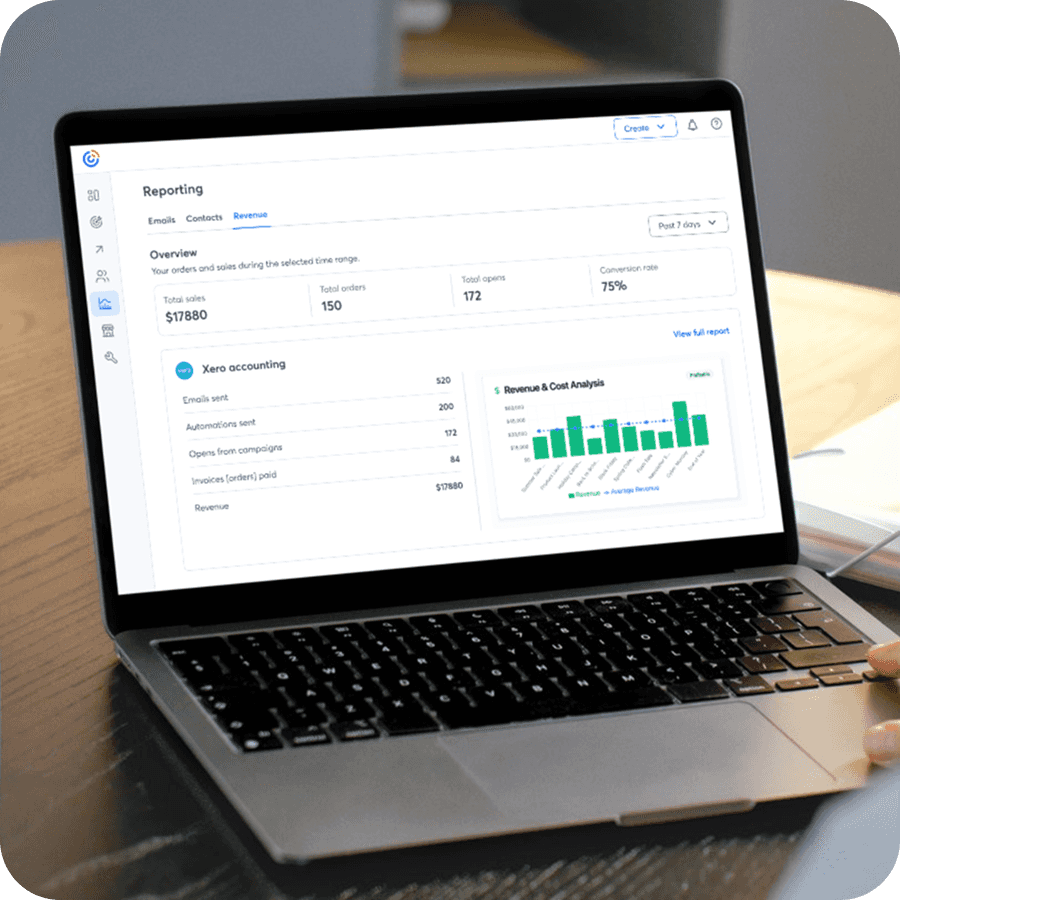 laptop showng marketing reporting dashboard