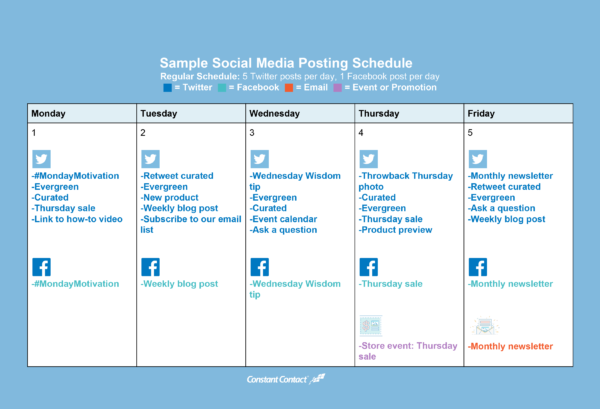 Sample Small Business Social Media Posting Schedule