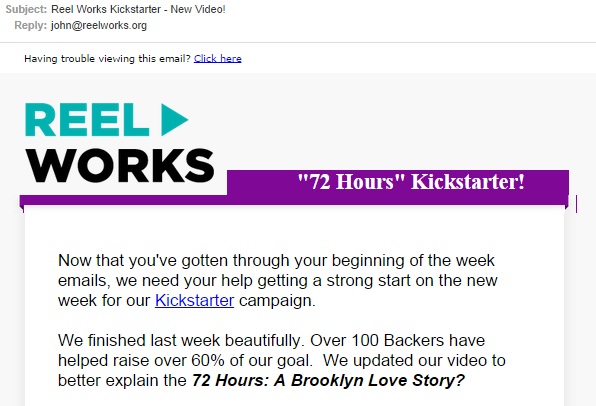 Reel Works email subject example
