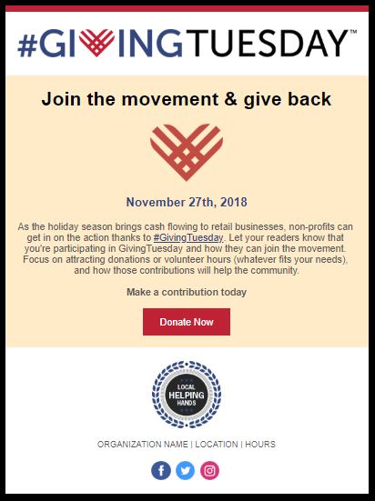 Giving Tuesday email template