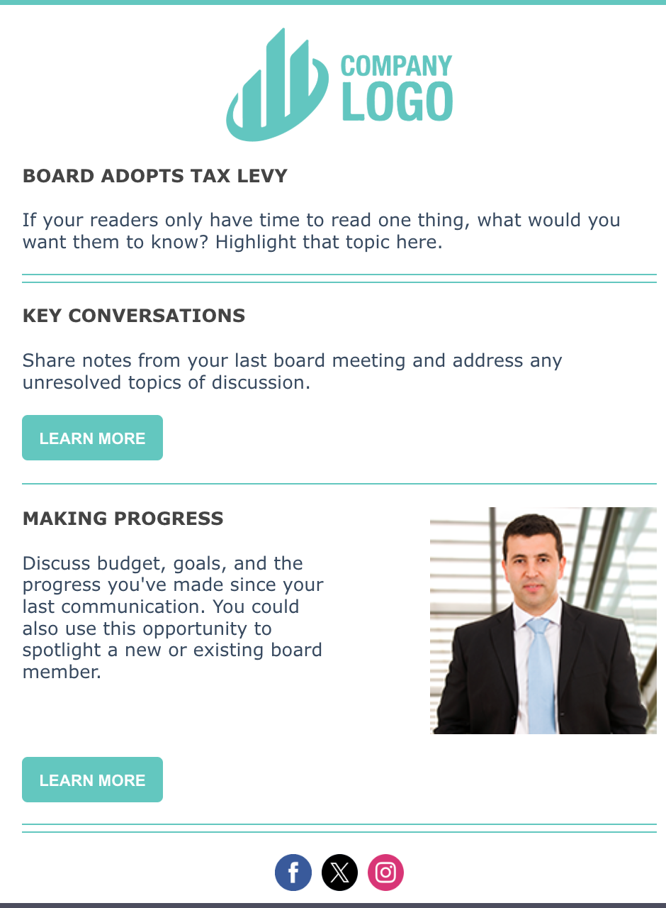 board update email template