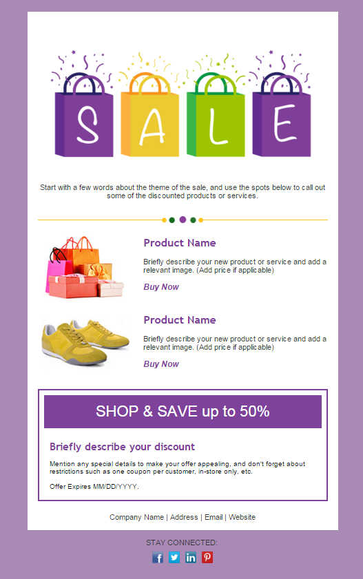 newsletter design -- retail template