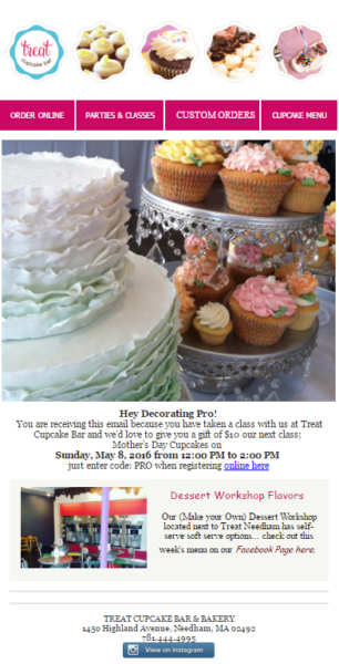 treat cupcake email design example