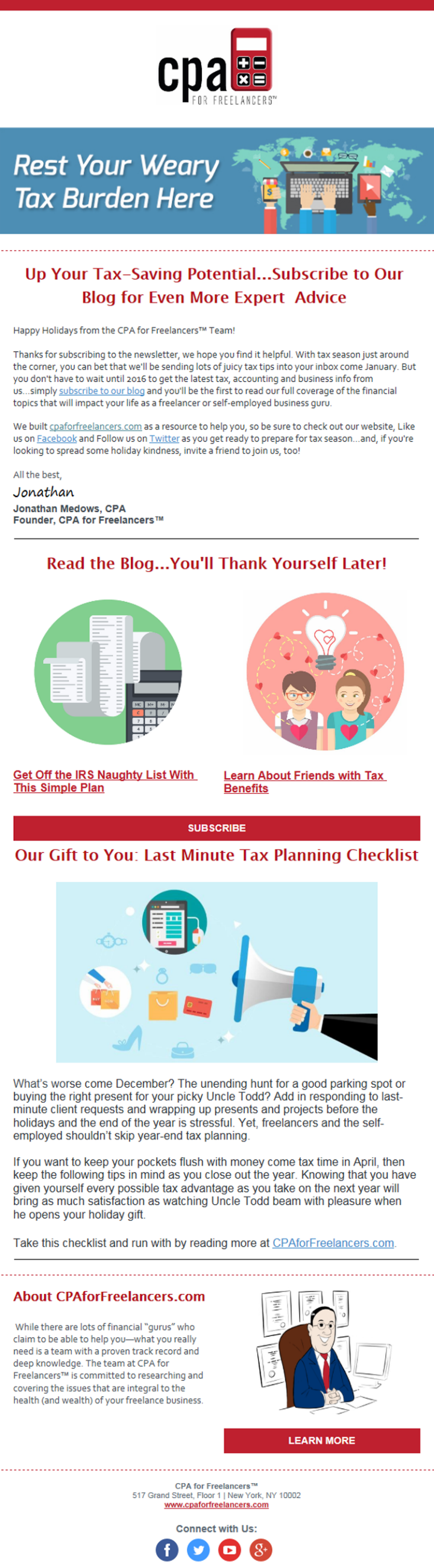 Constant Contact accounting email example