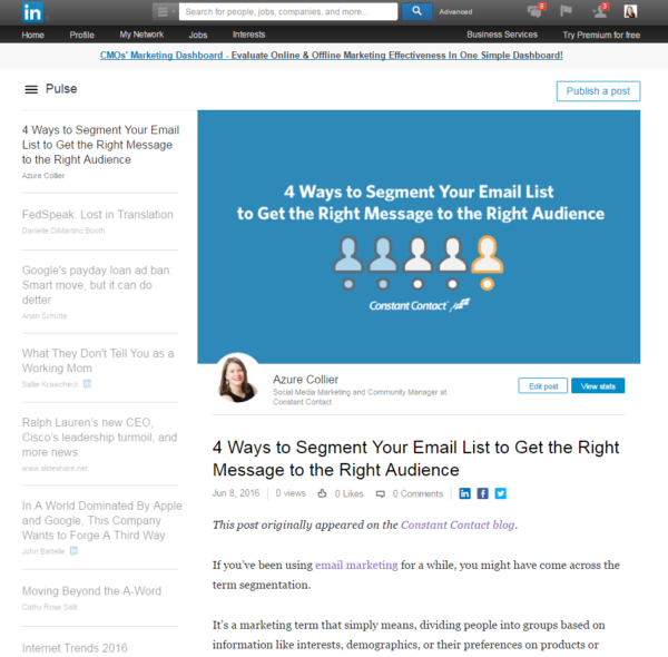 Linkedin Publisher example