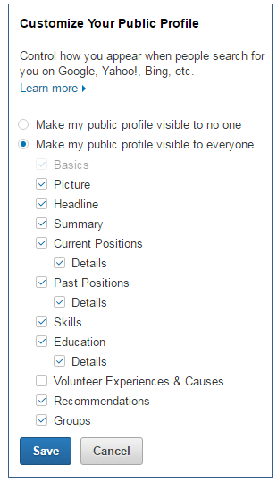 Linkedin customize public profile