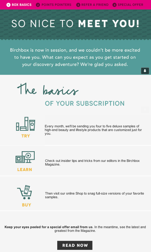 Birchbox welcome email
