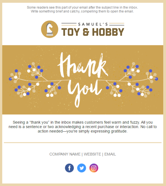 Constant Contact thank you email template