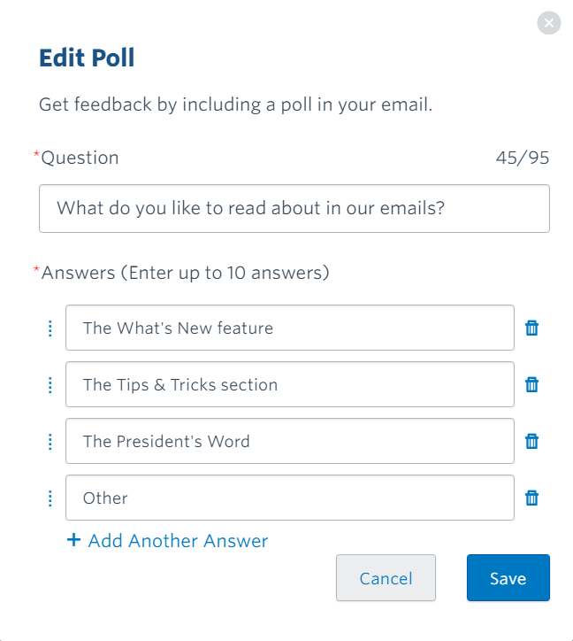 Design emails with a poll