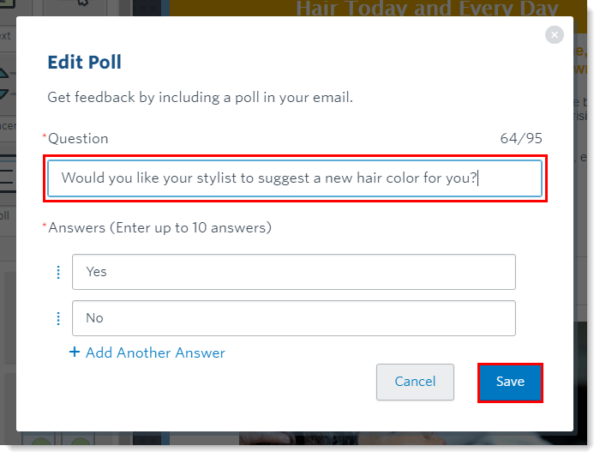 Add a Poll to your email 1
