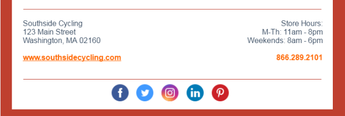 Example social media buttons in email
