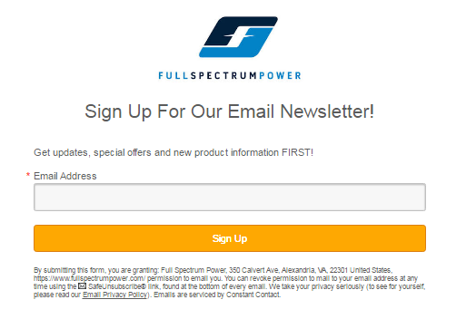 Full Spectrum Power email signup form