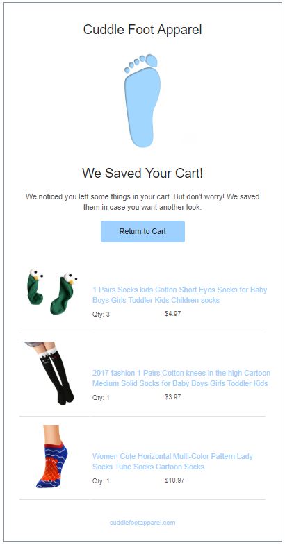 Abandoned cart email