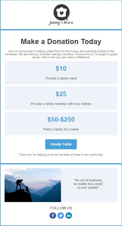 Donation email template