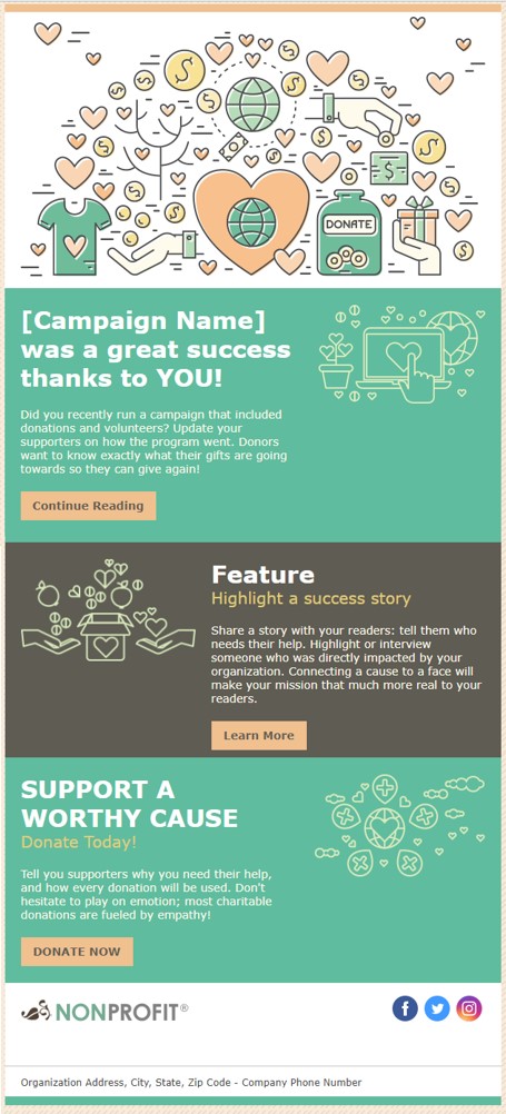 Nonprofit Newsletter template example from Constant Contact