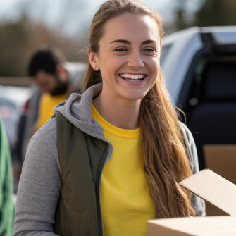 Female nonprofit volunteer