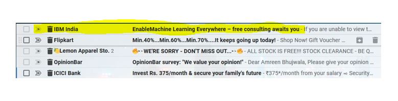 Spammy email example