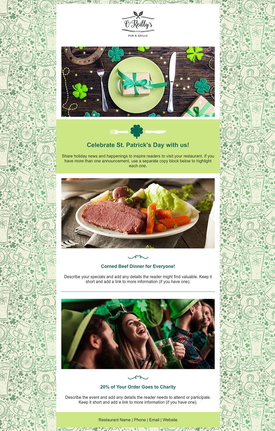 St Patrick's Day email template