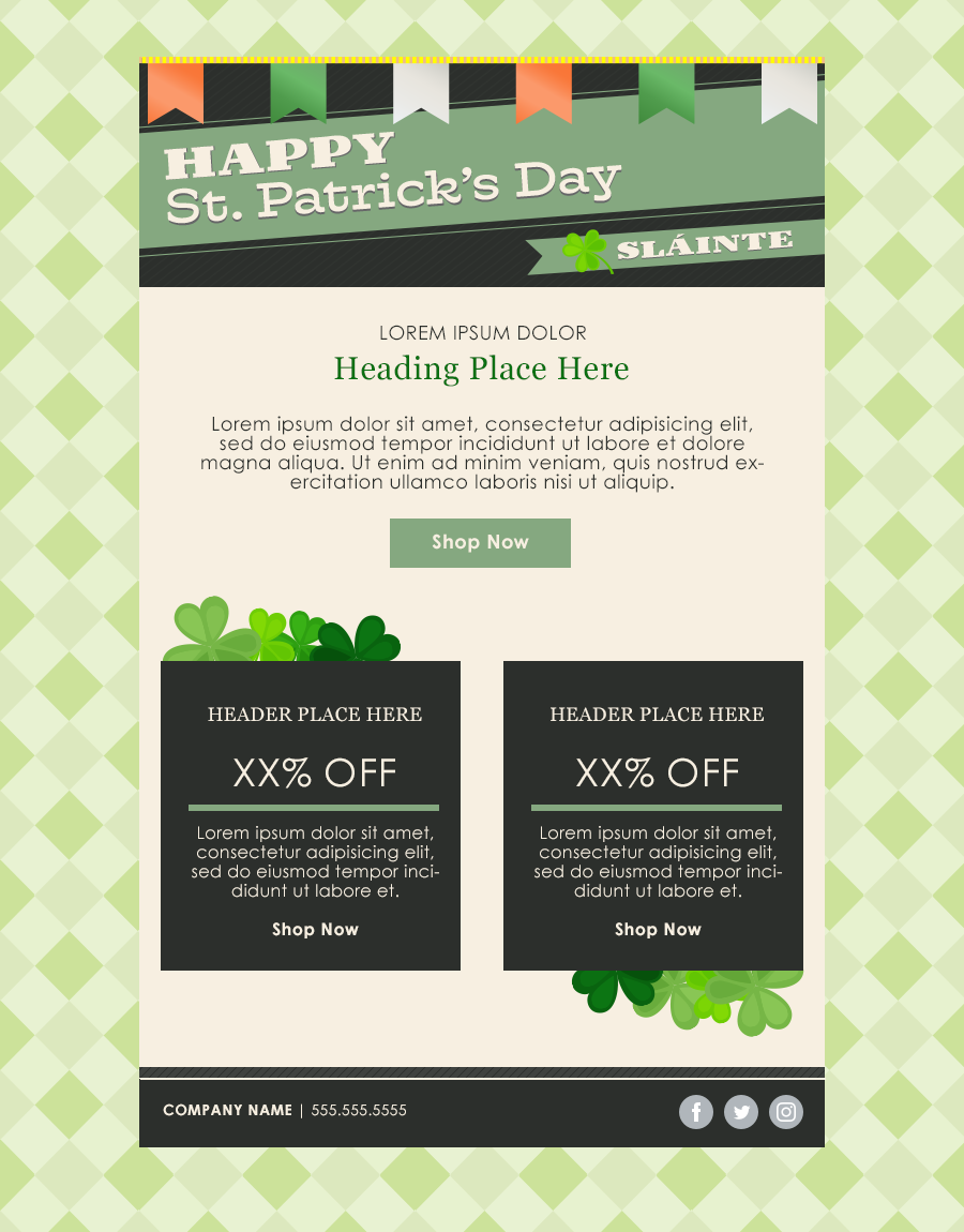St Patrick's Day sale email template