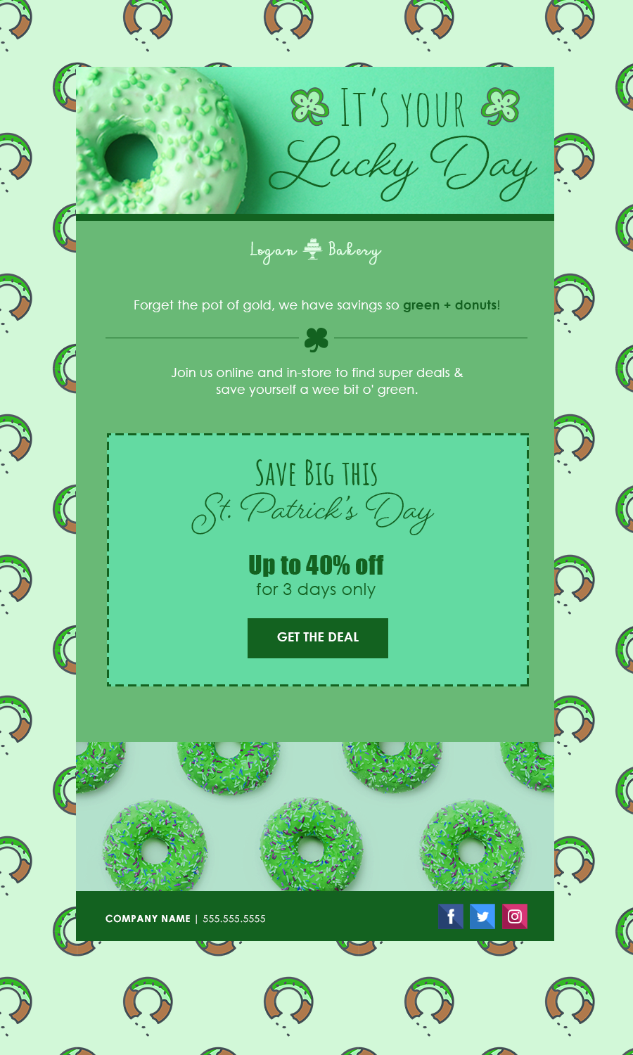St Patrick's Day coupon email template