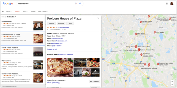 Google My Business listing