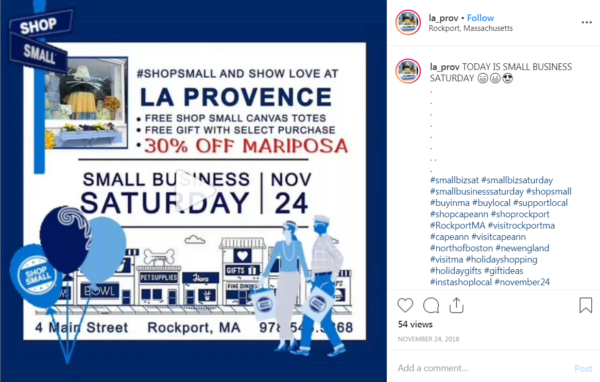 constant contact customer la provence example of small business saturday post