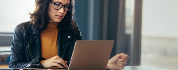 Woman working on laptop