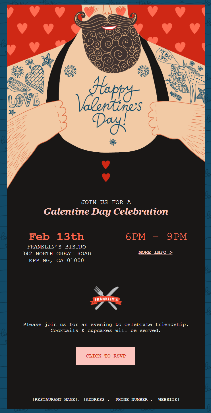 Valentine's Day email template: "Valentine's Day Event"