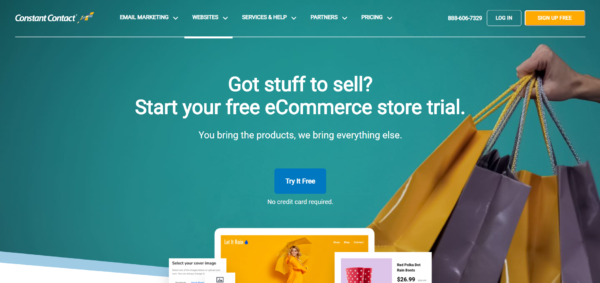 Constant Contact online store trial landing page