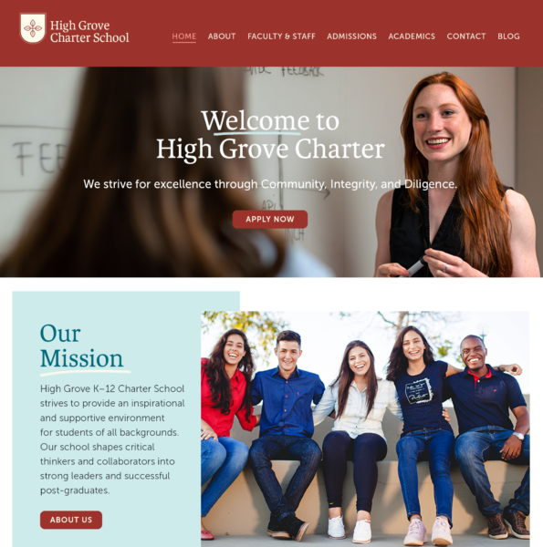 education marketing website homepage