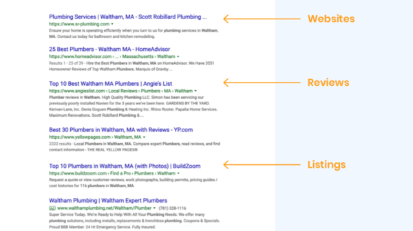 Google search results for for contractors home services and construction