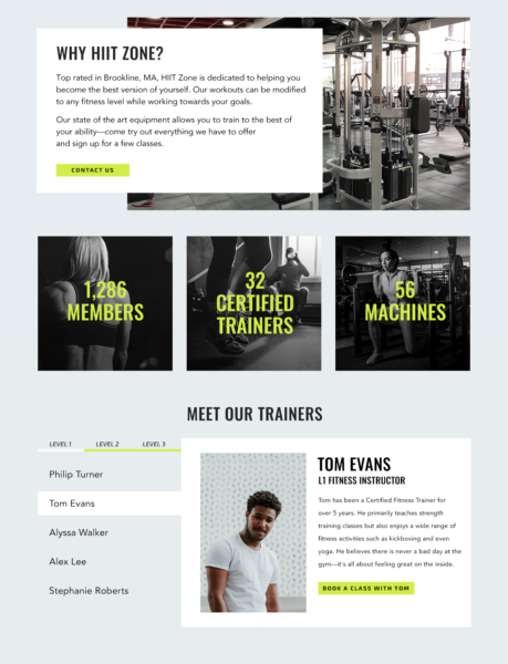 Example About Us page for fitness