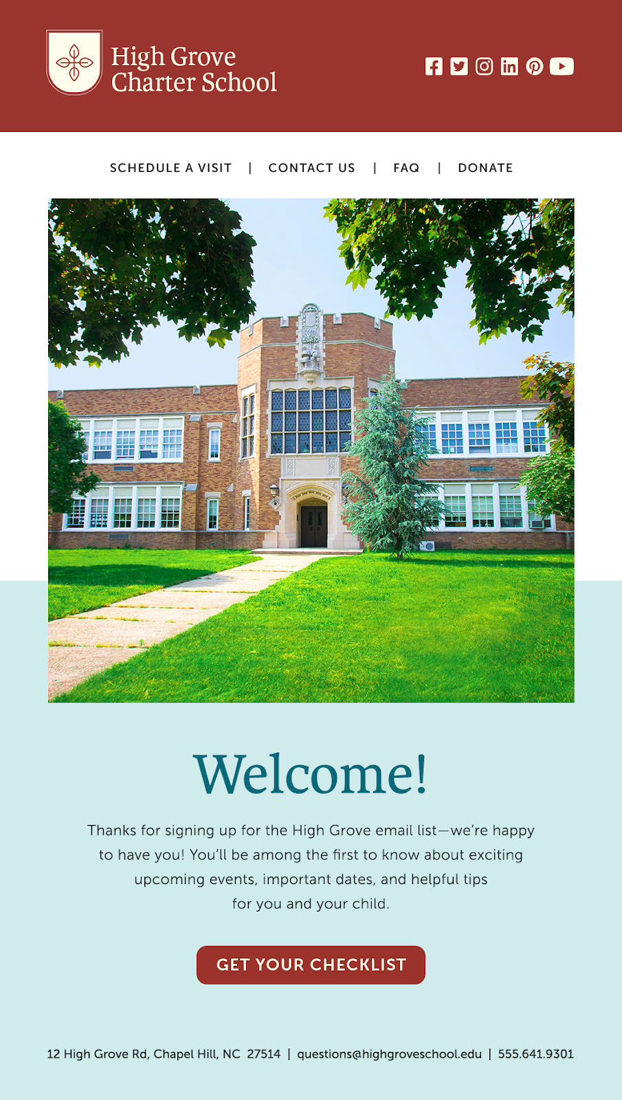 education email marketing welcome example