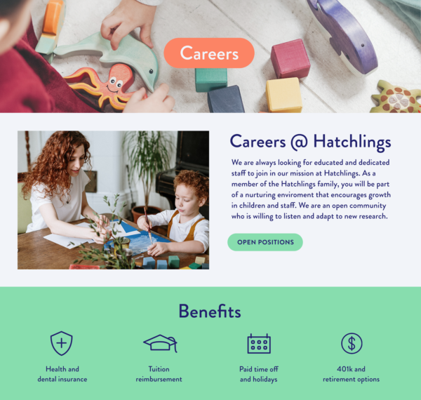Daycare website careers page